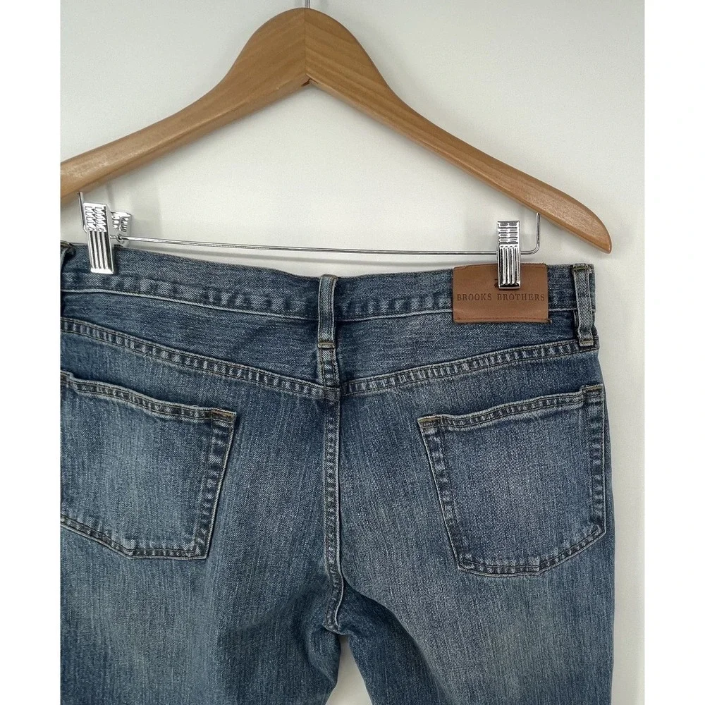 Brooks Brothers Jeans Mens 36 (FITS 33x29) Straight Faded Whiskered Denim Preppy